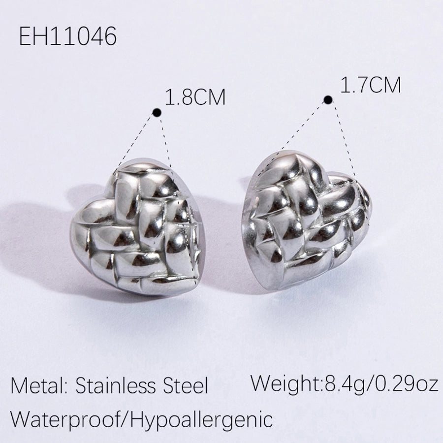 1 Pair Vintage Style Classic Style Geometric Heart Shape Plating 304 Stainless Steel Ear Studs