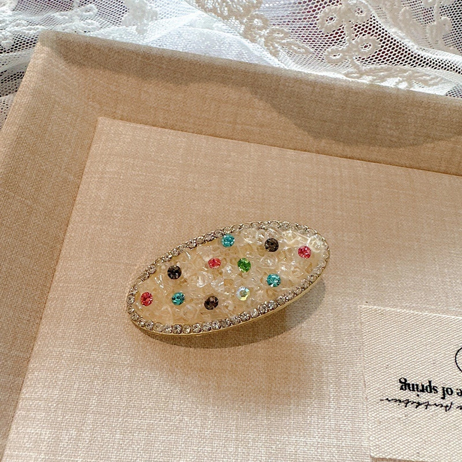 Women's Retro Simple Style Solid Color Rhinestone Hair Clip
