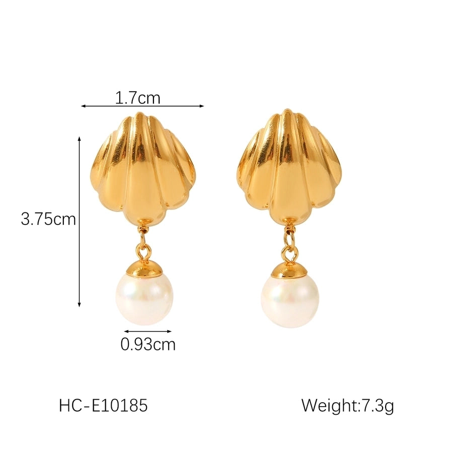1 Pair IG Style French Style Starfish Crab Shell 304 Stainless Steel Titanium Steel 18K Gold Plated Drop Earrings Ear Studs