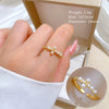 Brass Gold Plated Geometric Artificial Pearls Zircon Brass Rings