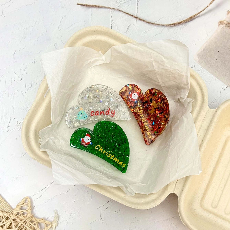 Christmas Cute Simple Style Women's Animal Santa Claus Heart Shape Arylic Hair Claws