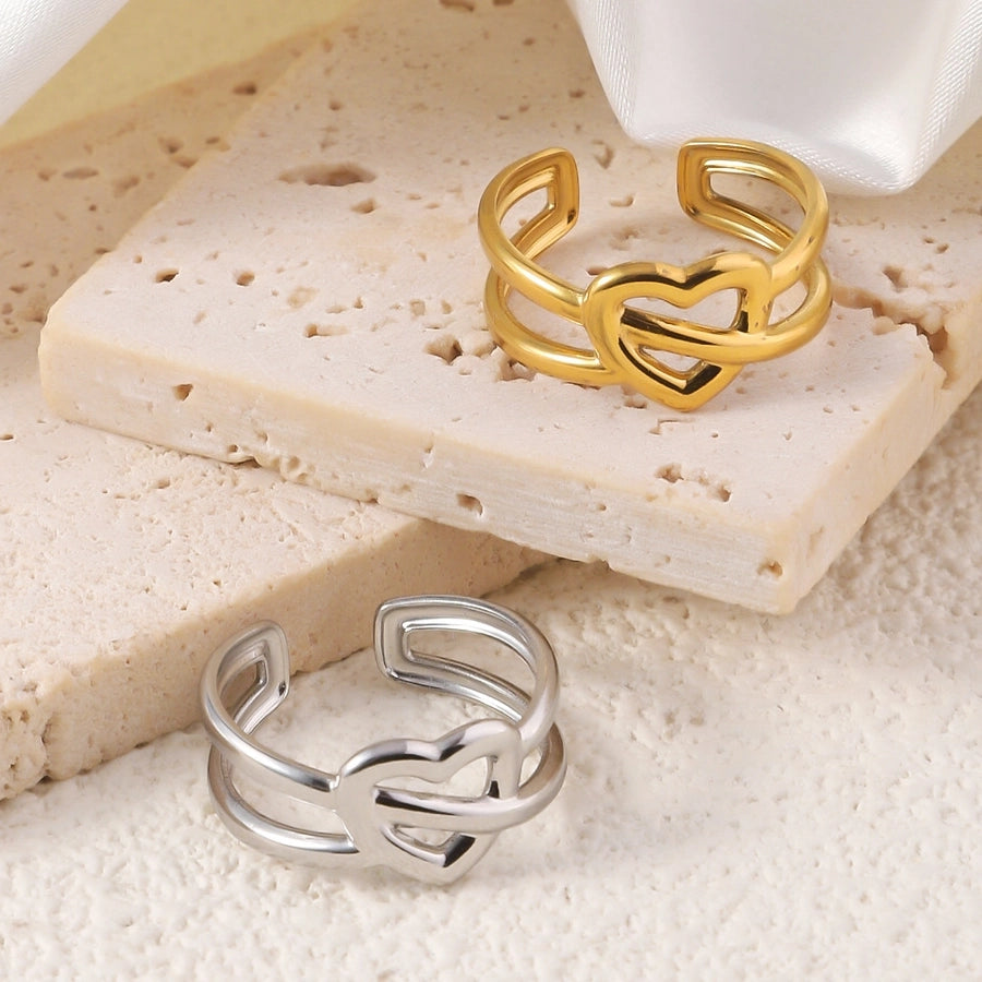 Jewelry Elegant Heart Shape Titanium Steel Open Rings