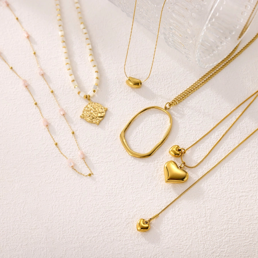 Jewelry Simple Style Geometric 304 Stainless Steel 18K Gold Plated Pendant Necklace