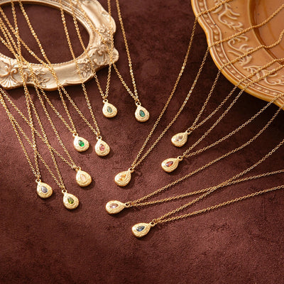 Jewelry Casual Simple Style Water Droplets 201 Stainless Steel 304 Stainless Steel Zircon 18K Gold Plated Pendant Necklace