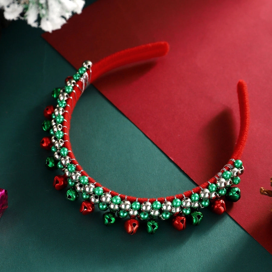 Christmas Elegant Cute Sweet Women's Halloween Pattern Colorful Bell Imitation Pearl Alloy Inlay Rhinestones Hair Band Party Headpieces