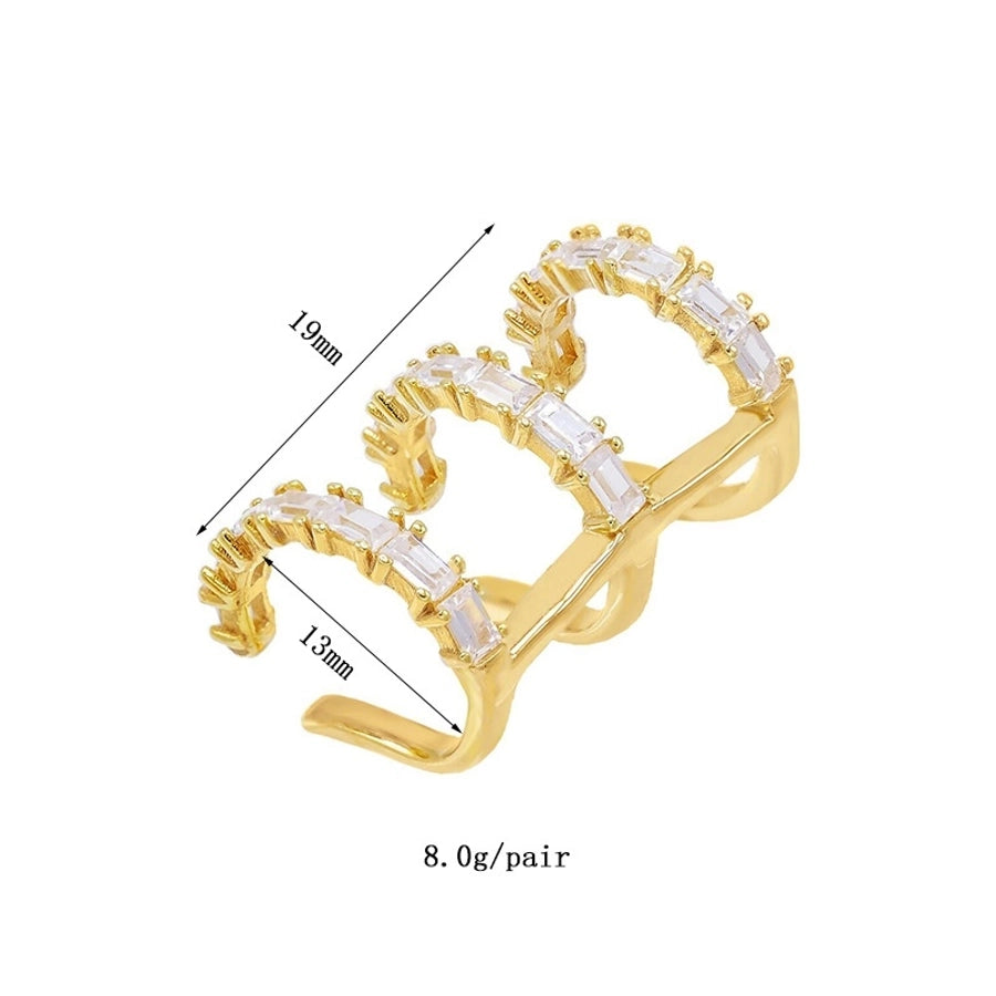 1 Pair Elegant Simple Style Geometric Copper Zircon 24K Gold Plated Drop Earrings Ear Cuffs Ear Studs