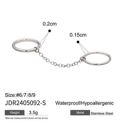 Jewelry Elegant Simple Style Double Ring Stainless Steel Layered Mixed Metal Plating Rings
