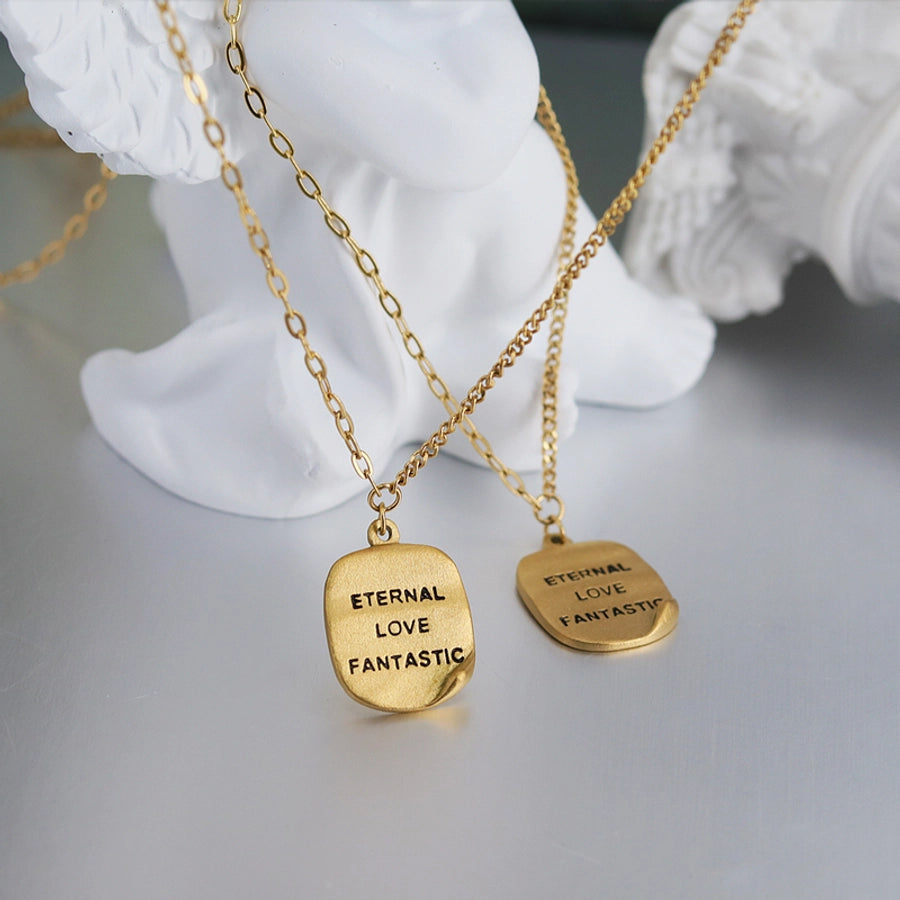 Jewelry Luxurious Romantic Geometric Square 304 Stainless Steel 18K Gold Plated Pendant Necklace