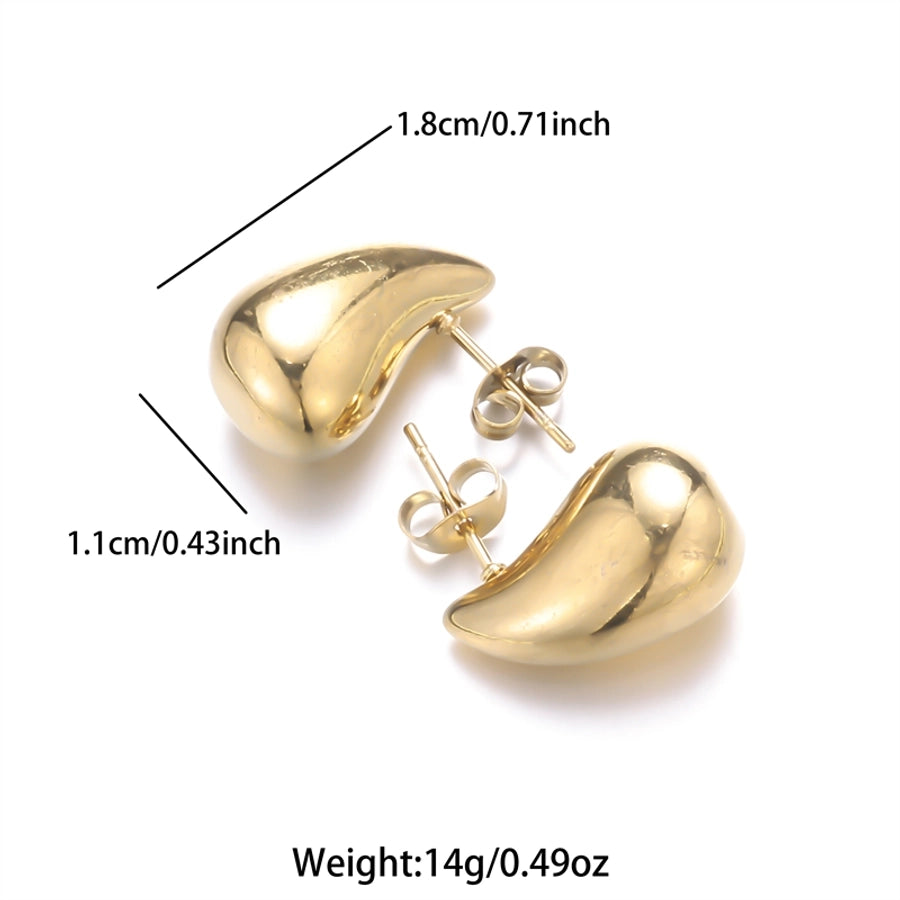 1 Pair Casual Simple Style Water Droplets 304 Stainless Steel 18K Gold Plated Ear Studs