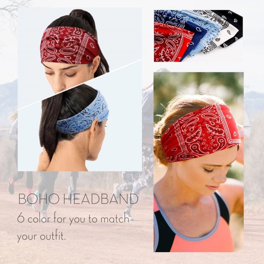 Hair Band Women's Bohemian Printed Headband Yoga Sports Sweat-absorbent Headscarf Cashew Flower Headwear Headband
