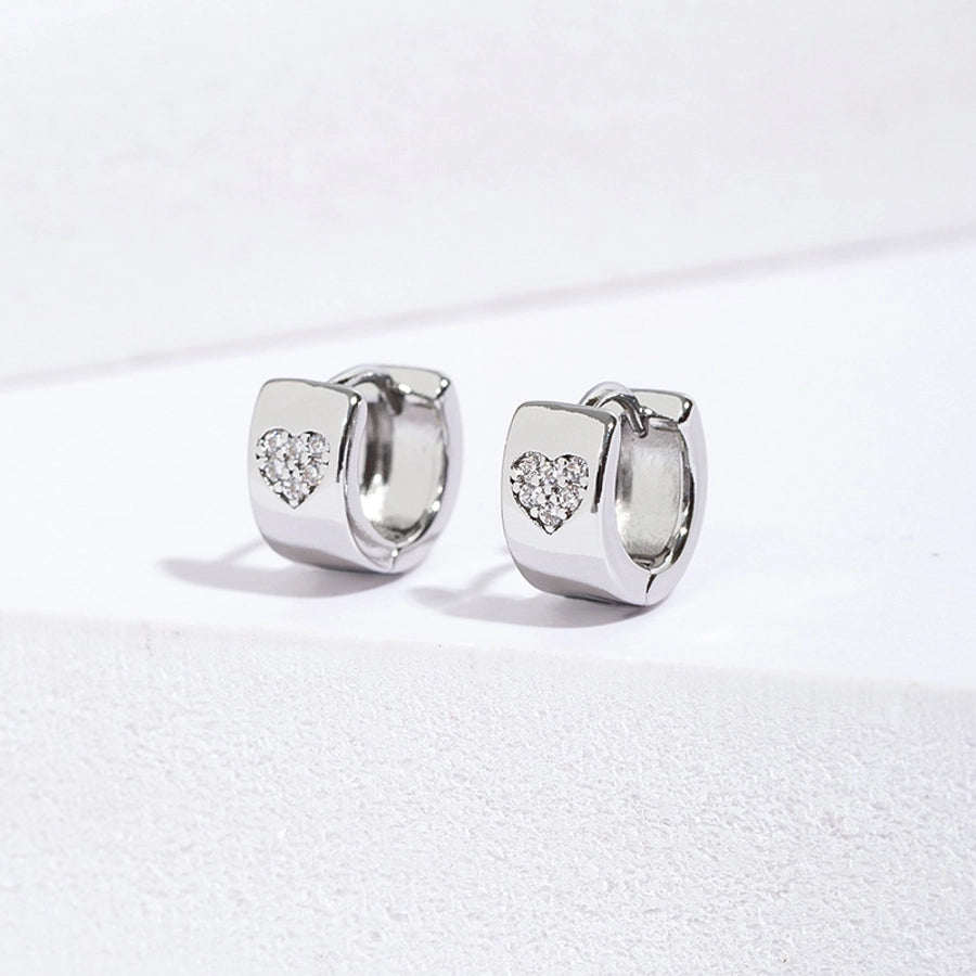 1 Pair Lady Heart Shape Plating Copper Zircon Earrings