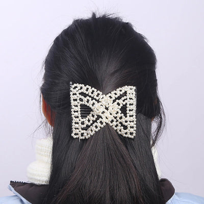 Women's Simple Style Solid Color Plastic Resin Beaded Insert comb