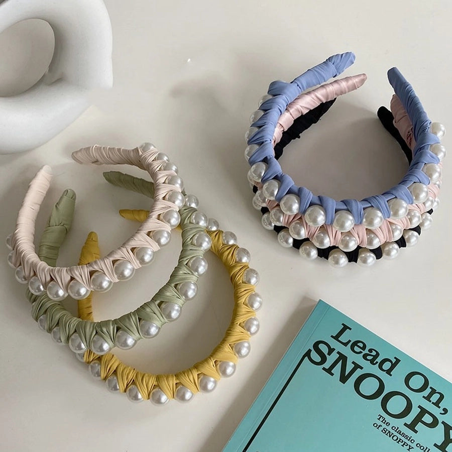 korean winding pearl woven headband