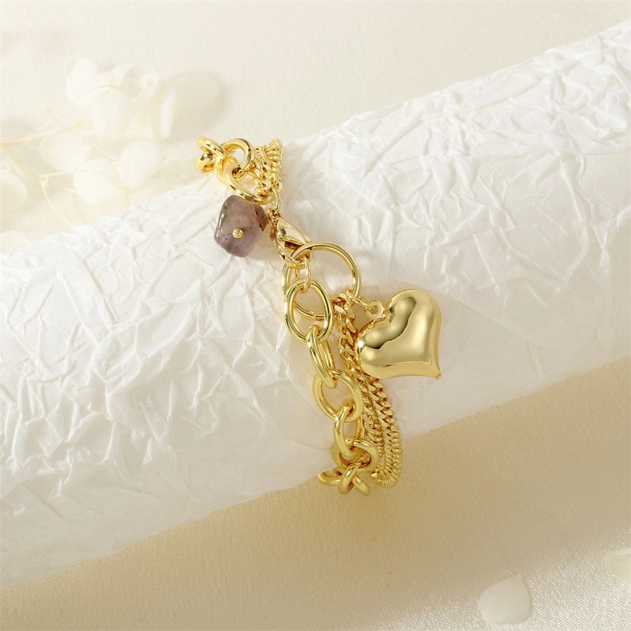 Jewelry Elegant Classic Style Streetwear Heart Shape Copper Bracelets Necklace