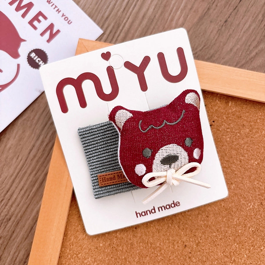 Girl'S Cartoon Style Cute Animal Cloth Hair Clip