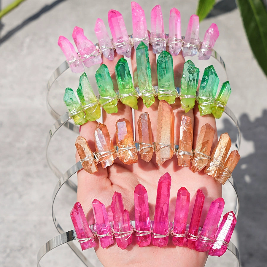 Women's Luxurious Wedding Bridal Irregular Alloy Knitting Natural Stone Hair Band