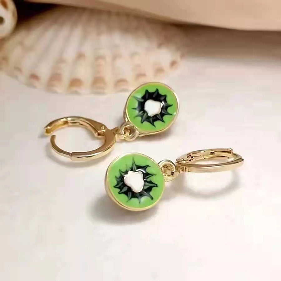 1 Pair Cute Fruit Strawberry Epoxy Copper Drop Earrings