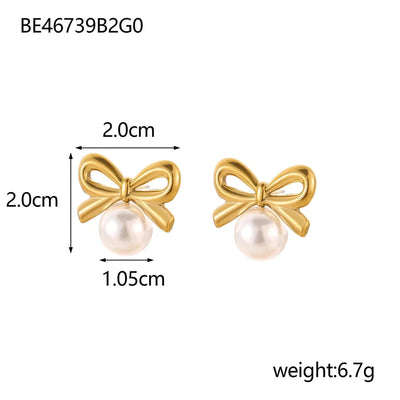 1 Pair Simple Style Bow Knot 304 Stainless Steel 18K Gold Plated Earrings