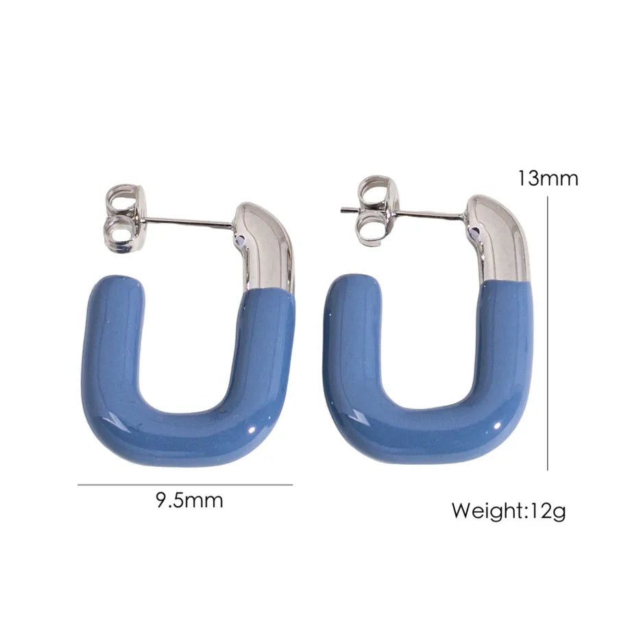 1 Pair IG Style Sweet Simple Style U Shape Enamel 304 Stainless Steel 14K Gold Plated Ear Studs