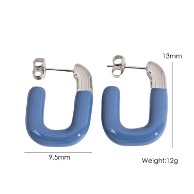 1 Pair IG Style Sweet Simple Style U Shape Enamel 304 Stainless Steel 14K Gold Plated Ear Studs