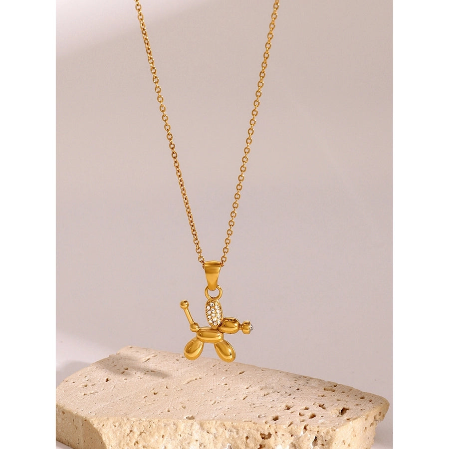 Jewelry Classic Style Balloon Dog Solid Color 304 Stainless Steel Pendant Necklace