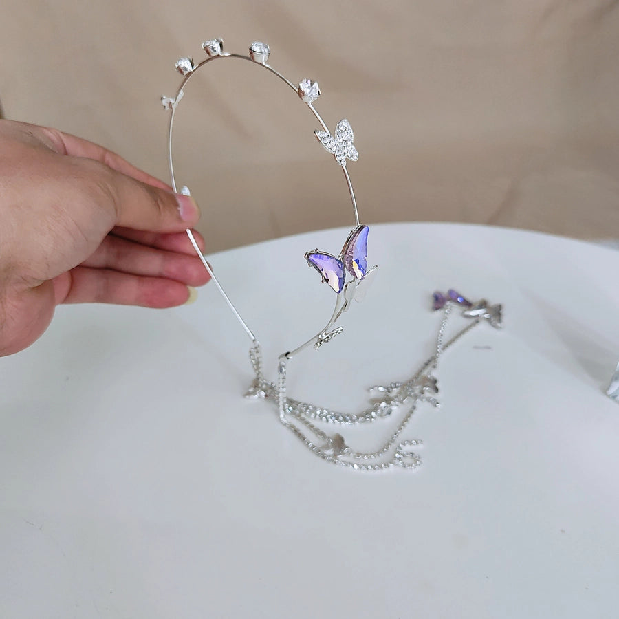 shiny butterfly alloy diamond hair band