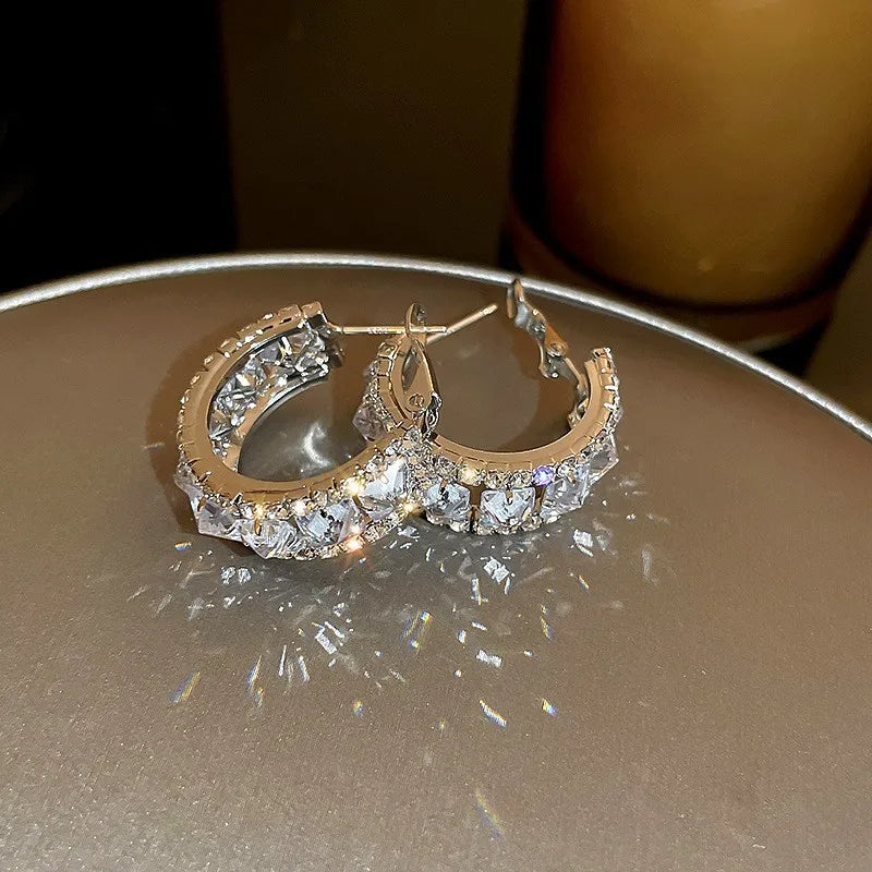 1 pair retro geometric heart shape bow knot alloy rhinestones drop earrings