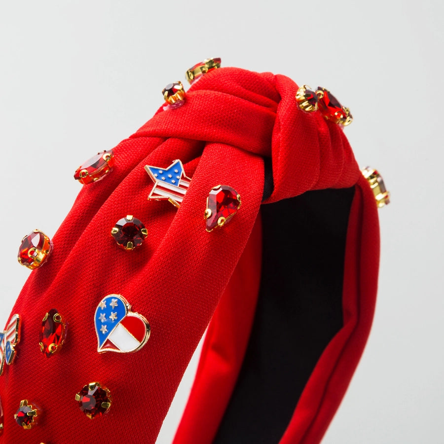 Women's Casual Vintage Style Pentagram National Flag Alloy Cloth Inlay Rhinestones Hair Band