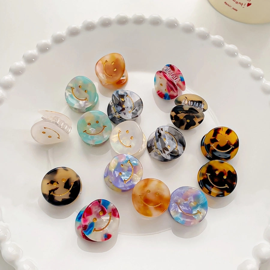 cartoon style Smile face acetic acid sheets printing hair clip