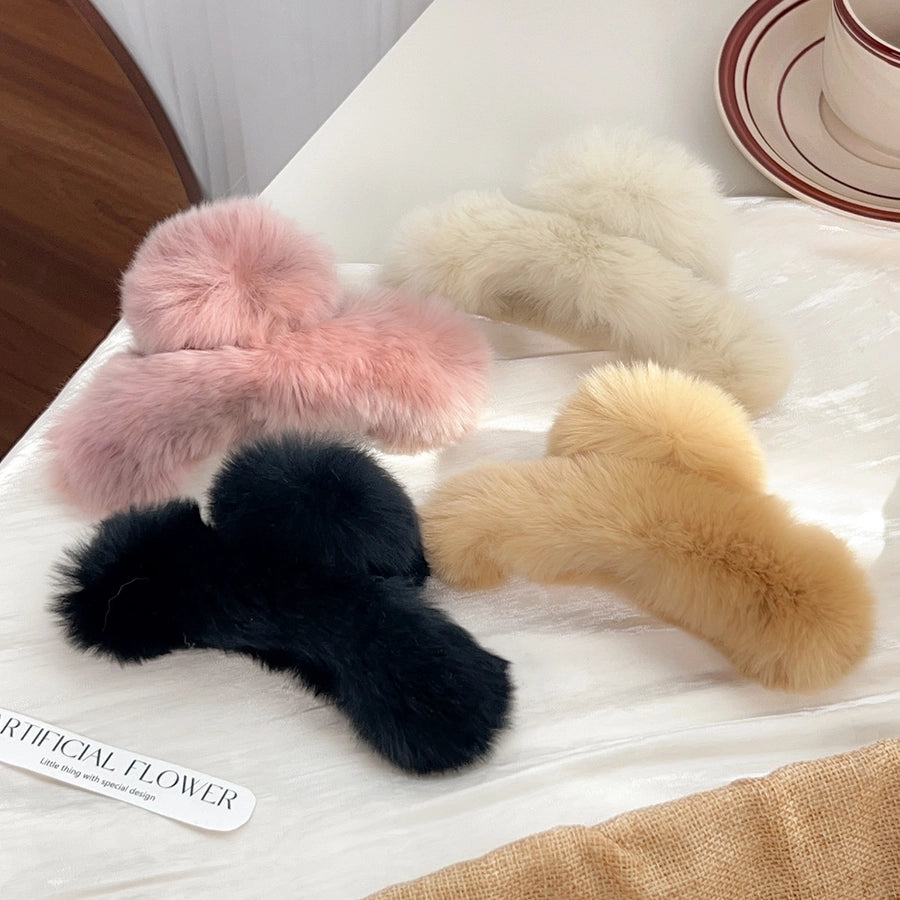 Women's Simple Style Solid Color rabbit fur Hair Claws