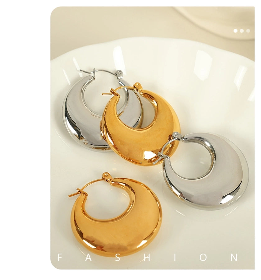 1 Pair Elegant French Style Commute U Shape Semicircle Polishing Plating 304 Stainless Steel 18K Gold Plated Earrings