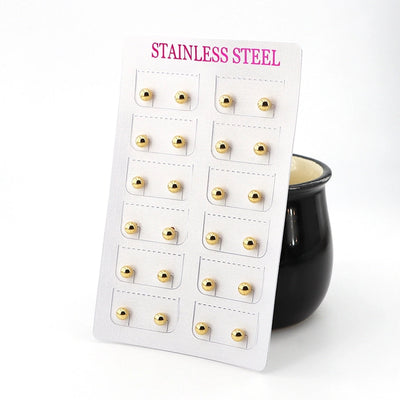 12 pairs Casual Simple Style Classic Style Round Plating 304 Stainless Steel Gold Plated Ear Studs