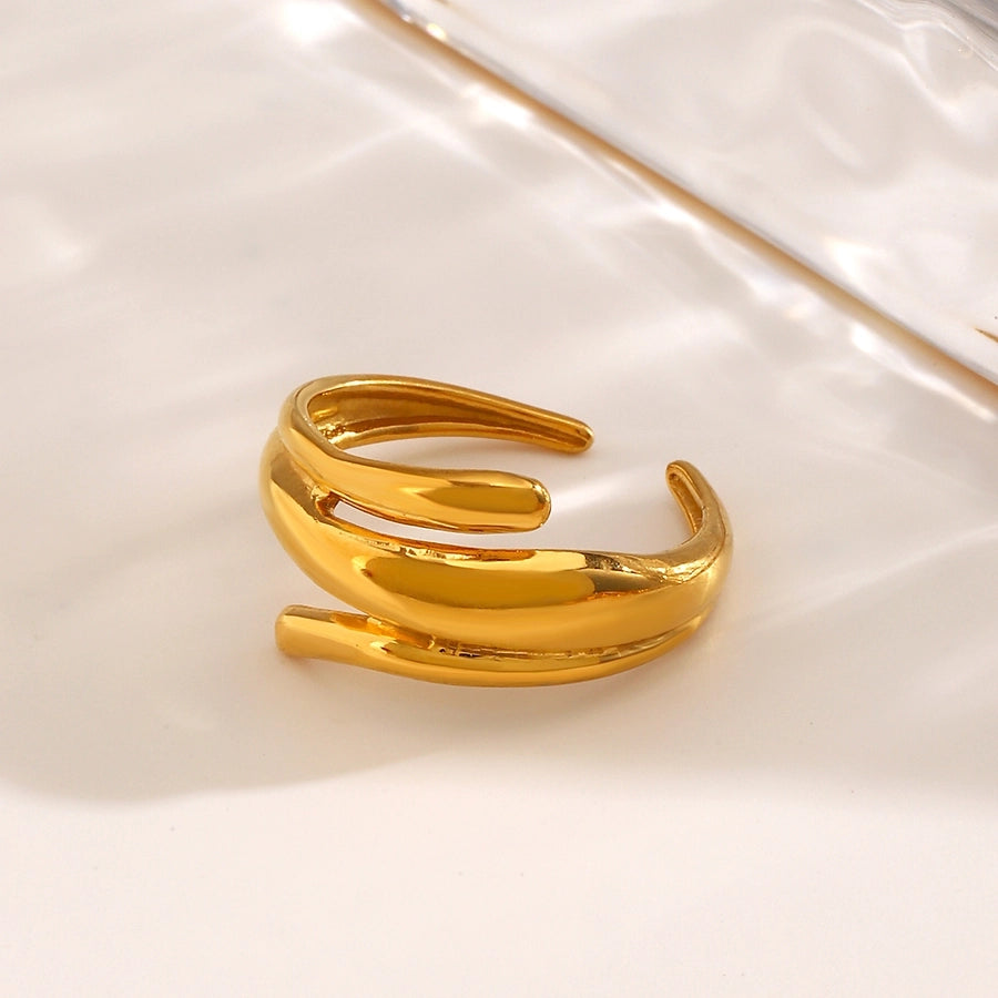 Jewelry Simple Style Irregular 304 Stainless Steel 18K Gold Plated Polishing Rings