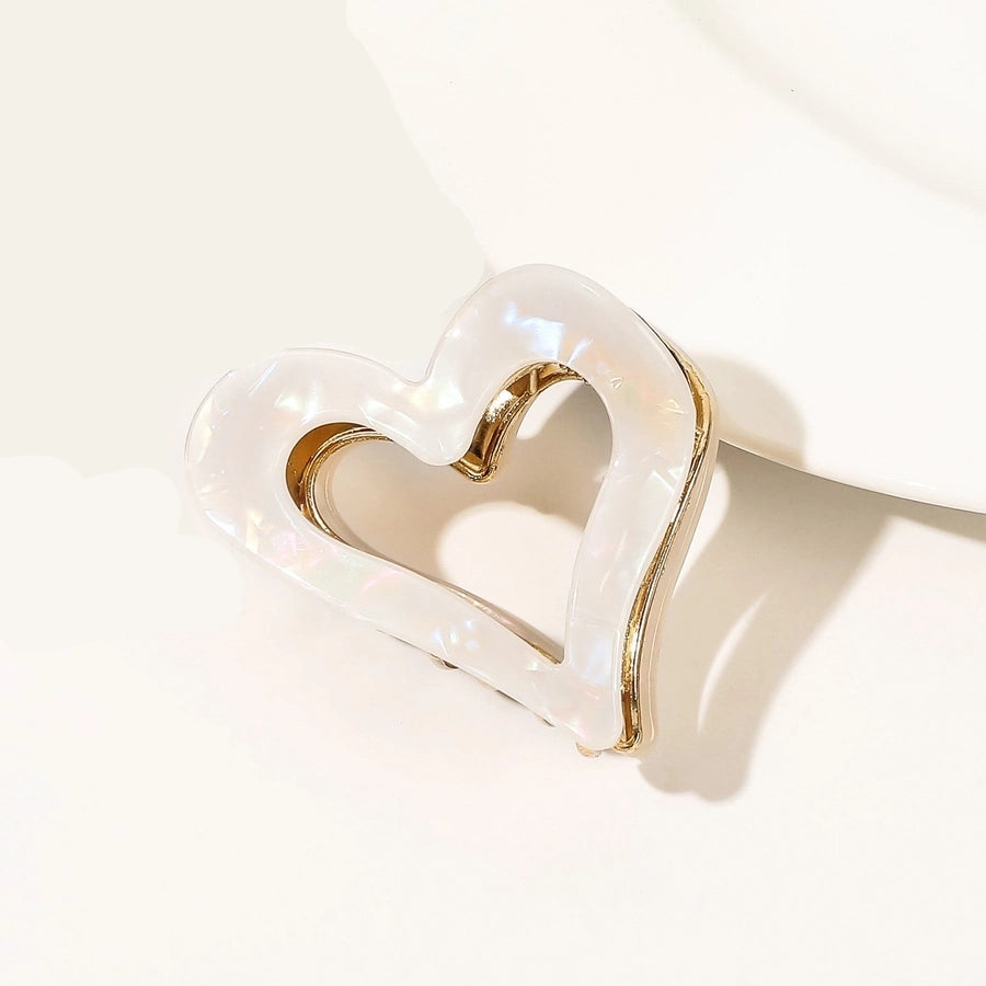 Women's Handmade Sweet Heart Shape Alloy Acetic acid sheets Heart Hair Claws