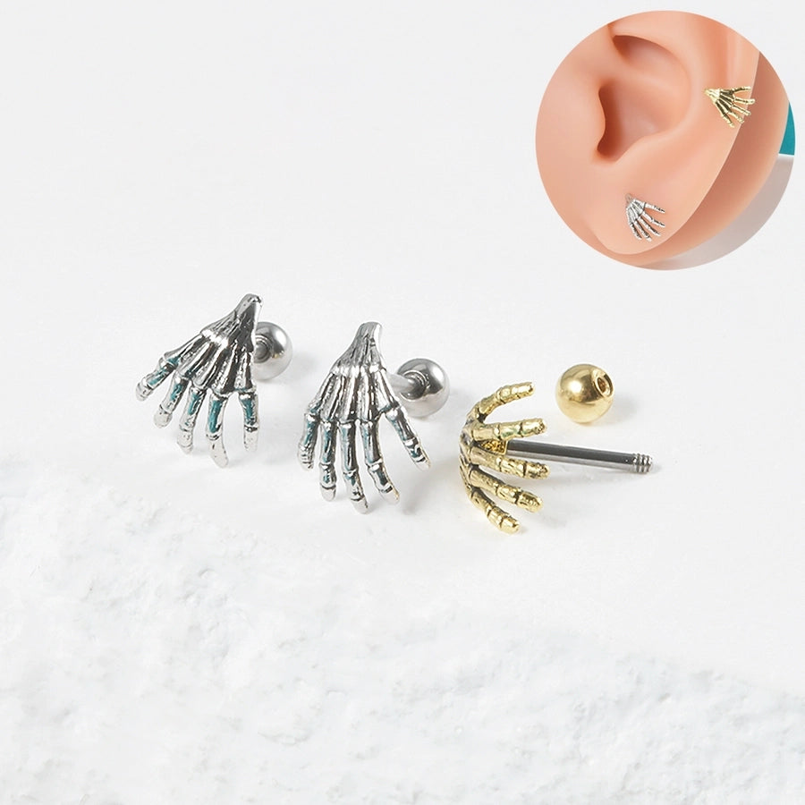 1 Piece Lip Rings Casual Elegant Vacation Ghost Hand 304 Stainless Steel 18K Gold Plated Ear Cartilage Rings & Studs