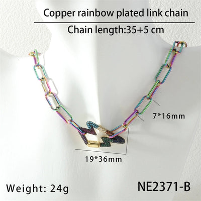 Jewelry Hip-Hop Geometric Copper Zircon Necklace