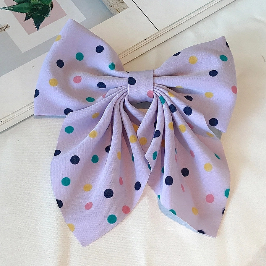 korean fabric retro bow hairpin sweet color wave dot clip hairpin