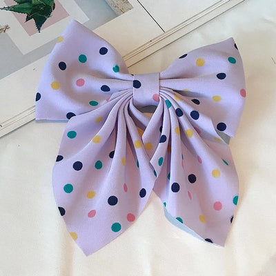 korean fabric retro bow hairpin sweet color wave dot clip hairpin