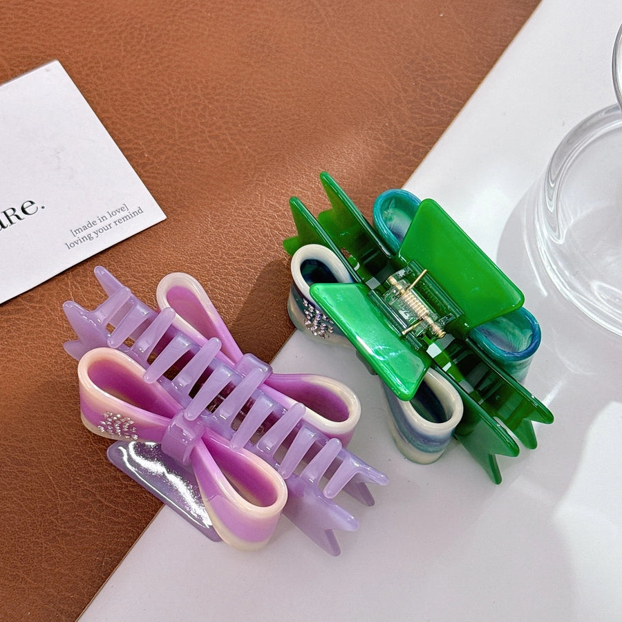 Women's Elegant Sweet Bow Knot Acetic acid sheets Inlay Rhinestones Hair Claws