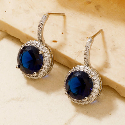 1 Pair Elegant Glam Shiny Geometric Inlay Copper Zircon Rhodium Plated Ear Studs