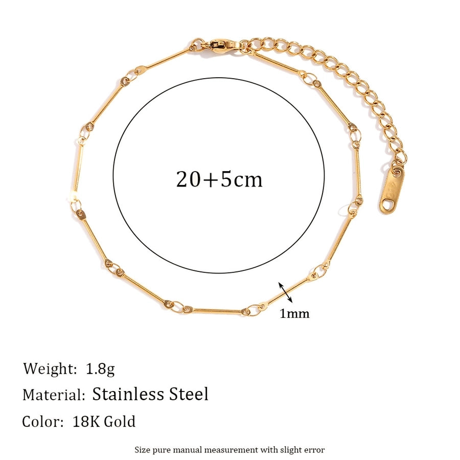 Jewelry Simple Style Solid Color 304 Stainless Steel Titanium Steel 18K Gold Plated Bracelets Anklet Necklace