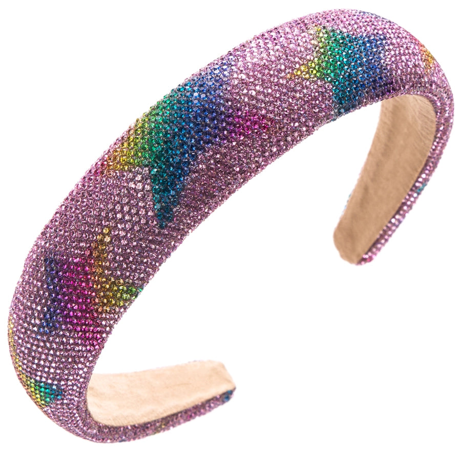 Women's Elegant Glam Pentagram Cloth Sponge Inlay Rhinestones Hair Band