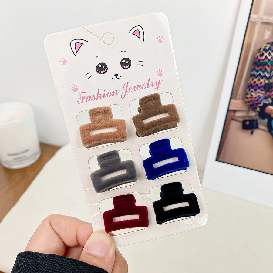 simple style solid color flocking hair claws