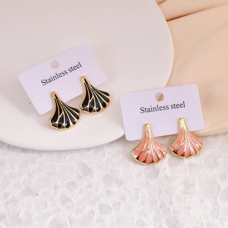 1 Pair Retro Romantic Simple Style Sector 304 Stainless Steel Ear Studs