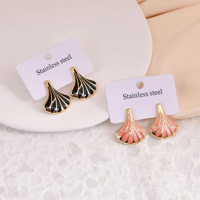 1 Pair Retro Romantic Simple Style Sector 304 Stainless Steel Ear Studs