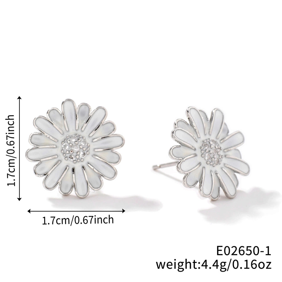 1 Pair Glam Pastoral Shiny Floral Inlay Copper Zircon K Gold Plated Rhodium Plated Ear Studs