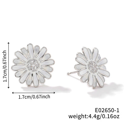 1 Pair Glam Pastoral Shiny Floral Inlay Copper Zircon K Gold Plated Rhodium Plated Ear Studs