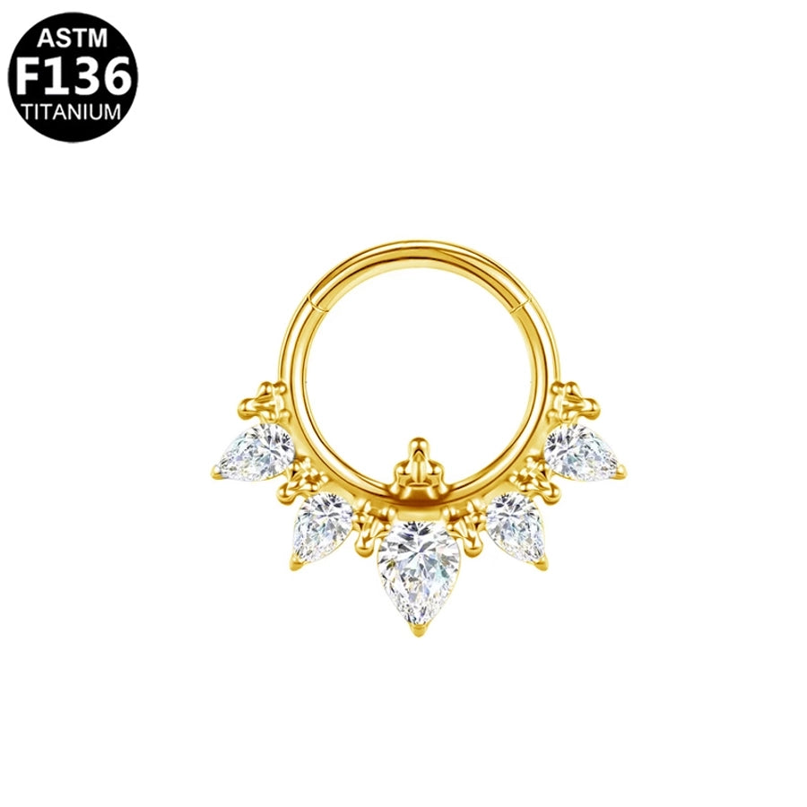 1 Piece Nose Rings & Studs Luxurious Shiny Round Pure Titanium Titanium Alloy Zircon 14K Gold Plated White Gold Plated Ear Cartilage Rings & Studs Nose Rings & Studs
