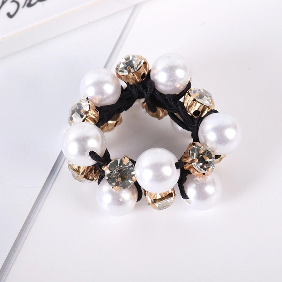 elegant geometric imitation pearl rhinestone hair tie