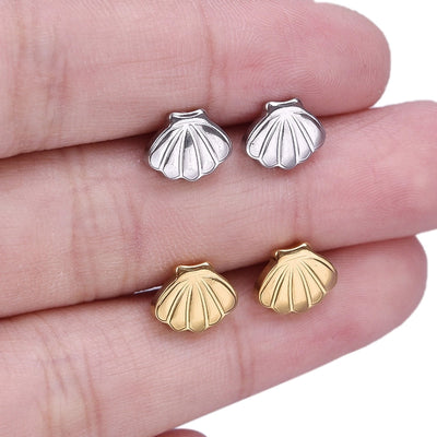 1 Pair Marine Style Simple Style Shell Plating 304 Stainless Steel Ear Studs
